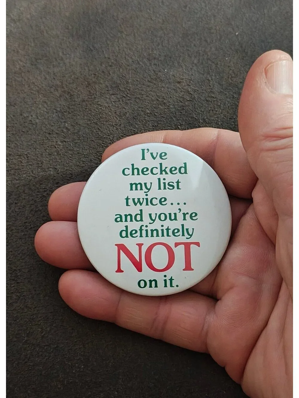 1980s Christmas Humorous Pin Button